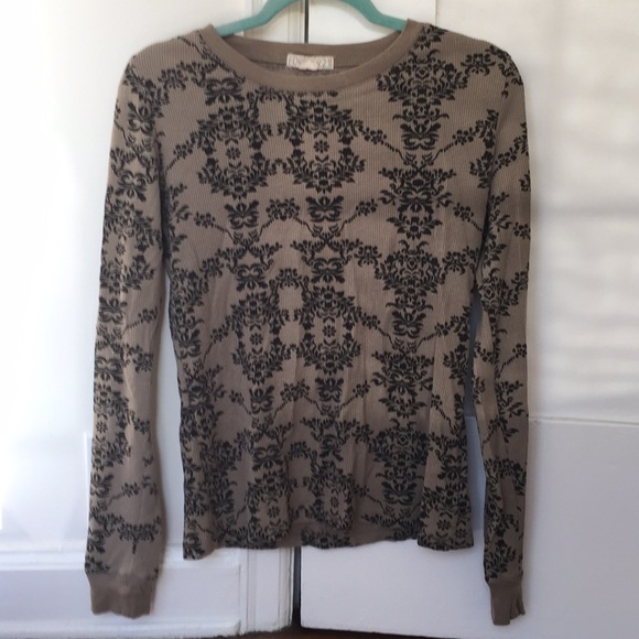 Forever 21 Long Sleeve Brown & Black Pattern Shirt - Picture 1 of 4